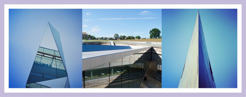 Bild zeigt drei vom Architekturbüro Eisenbraun auf Instagram veröffentlichte Fotos: Skulptur kleiner Schloßplatz, Maritime Museum Helsingör und ein spitz zulaufende Gebäudeecke in Stuttgart.