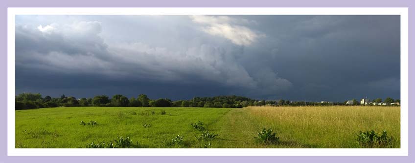 So kann Regenwasser vor Ort versickern. Das Foto zeigt eine aufziehende Gewitterfront an einem Sommertag.