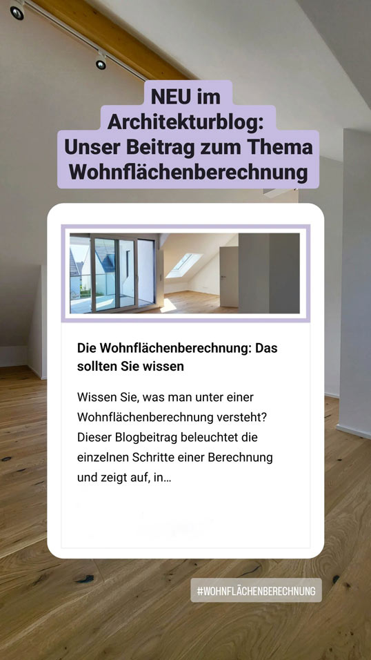 Instagram-Story zum Blogbeitrag mit dem Thema Wohnflächenberechnung.